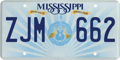 MS license plate ZJM662