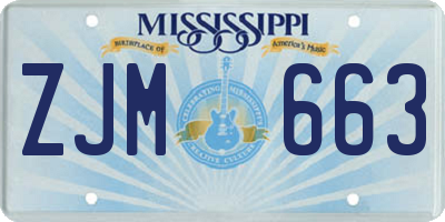 MS license plate ZJM663
