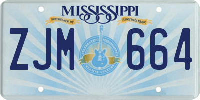 MS license plate ZJM664