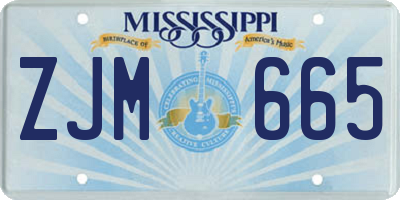 MS license plate ZJM665