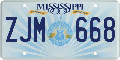 MS license plate ZJM668