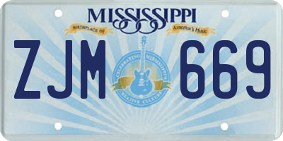 MS license plate ZJM669