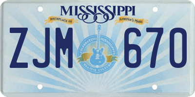 MS license plate ZJM670