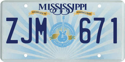 MS license plate ZJM671