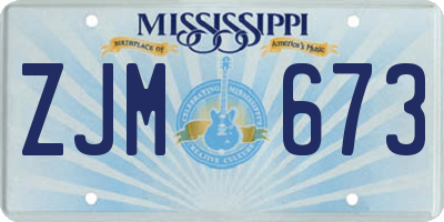 MS license plate ZJM673