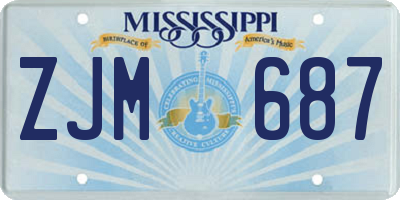 MS license plate ZJM687