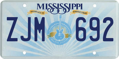 MS license plate ZJM692