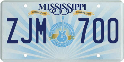 MS license plate ZJM700