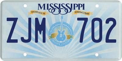 MS license plate ZJM702