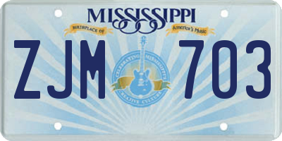 MS license plate ZJM703