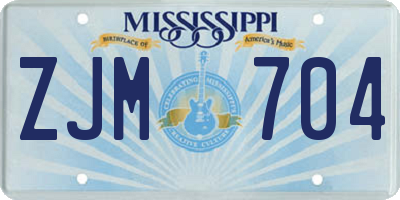 MS license plate ZJM704