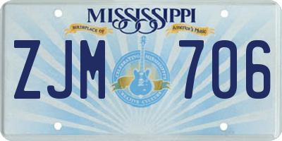 MS license plate ZJM706