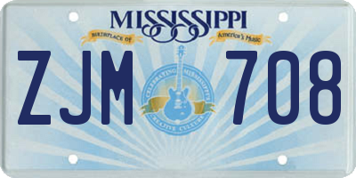 MS license plate ZJM708