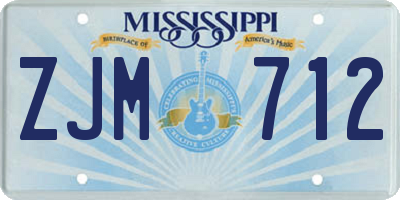 MS license plate ZJM712