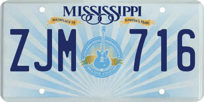 MS license plate ZJM716