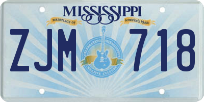 MS license plate ZJM718