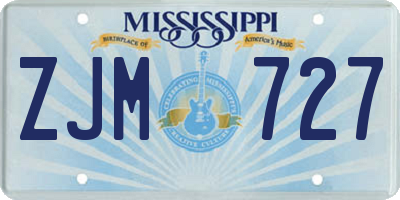 MS license plate ZJM727