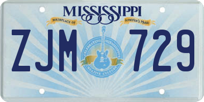 MS license plate ZJM729