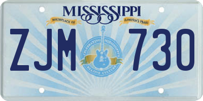 MS license plate ZJM730