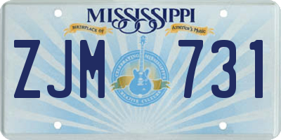MS license plate ZJM731