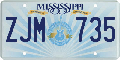 MS license plate ZJM735