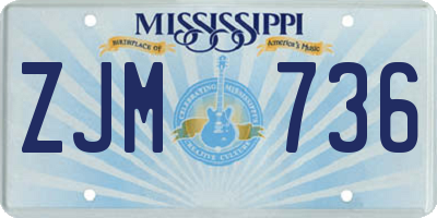 MS license plate ZJM736