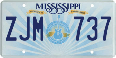 MS license plate ZJM737