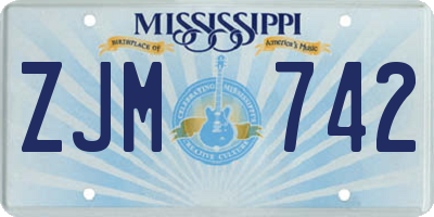 MS license plate ZJM742