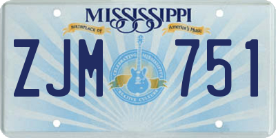 MS license plate ZJM751
