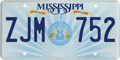MS license plate ZJM752