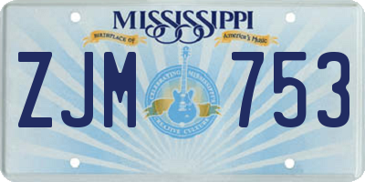 MS license plate ZJM753