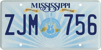 MS license plate ZJM756