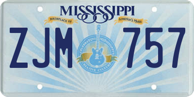MS license plate ZJM757