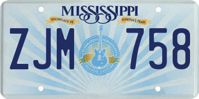 MS license plate ZJM758