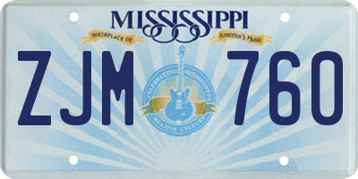 MS license plate ZJM760
