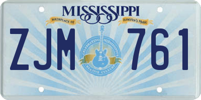 MS license plate ZJM761