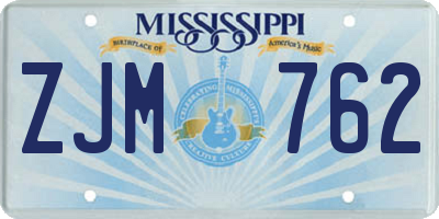 MS license plate ZJM762