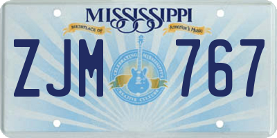 MS license plate ZJM767