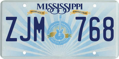 MS license plate ZJM768