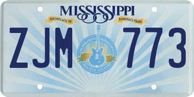 MS license plate ZJM773