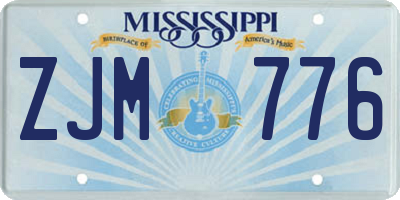 MS license plate ZJM776
