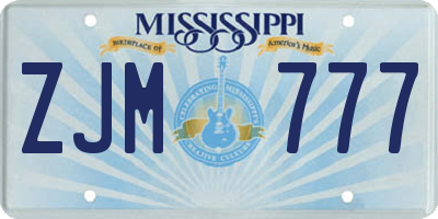 MS license plate ZJM777