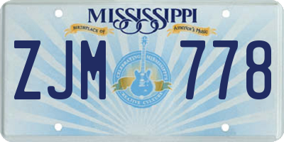 MS license plate ZJM778