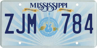 MS license plate ZJM784