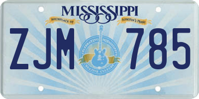MS license plate ZJM785