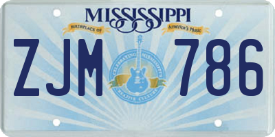 MS license plate ZJM786