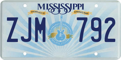 MS license plate ZJM792