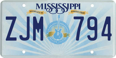 MS license plate ZJM794