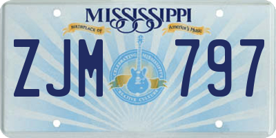 MS license plate ZJM797