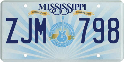 MS license plate ZJM798
